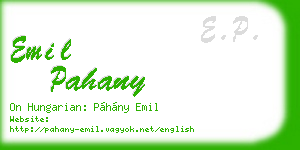 emil pahany business card