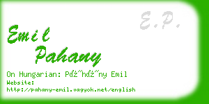 emil pahany business card